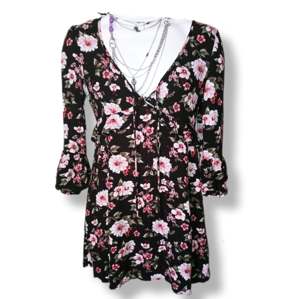 American Eagle Outfitters Floral Boho Long Sleeve Peasant Dress